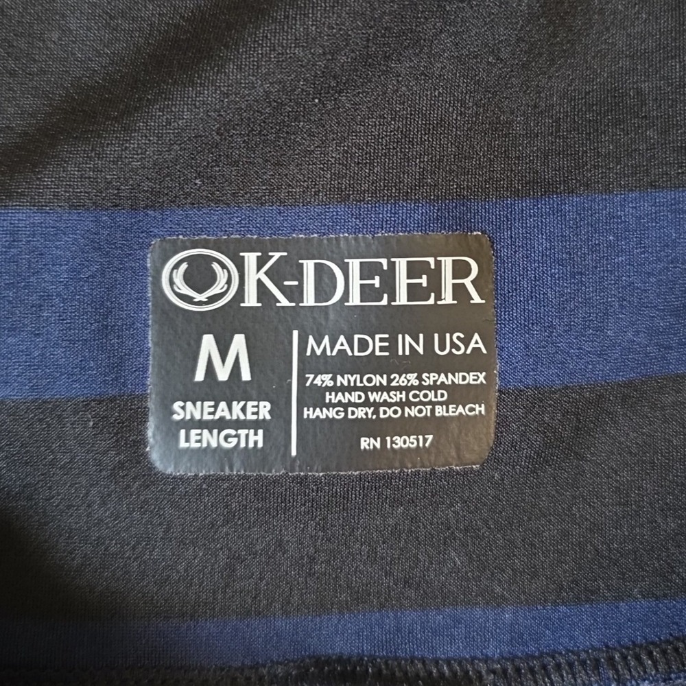 K-DEER Sneaker Length Leggings Medium Blue Ombre Stripe High Waist Yoga Pants - Picture 8 of 8